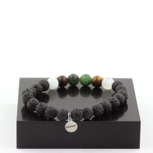 Bracelet Epidote D'australie + Selenite Du Maroc + Oeil De Tigre + Fabriqué En France.