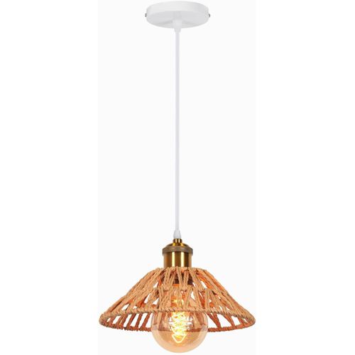 HUAG-Suspension Lustre Industrielle 3 Lampes Luminaire Plafonnier Vintage Lustre Abat-Jour Ø22 cm en Métal de douille E27 Lampe Rétro pour Séjour Chambre Cuisine (Marrón, 1 lampe)