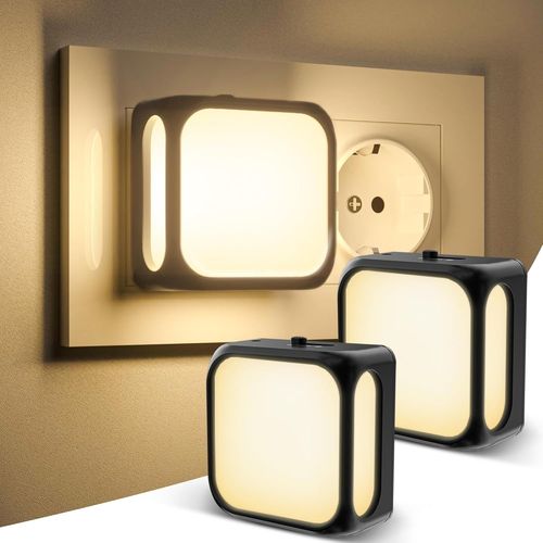Huag-Veilleuse Avec Capteur De Crépuscule, Veilleuse Enfant On/Off/Auto Modes, 3000k Blanche Chaude Veilleuse Luminosité Réglable, Led Veilleuse Adulte 1w Pour, Couloir, Escaliers, 2 Packs