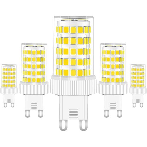 Huag-G9 Led 10w 800lm Blanc Froid 6000k, 80w Ampoule Halogène Équivalent, Ac 220-240v, Non-Dimmable, Ampoules Maïs Pour Chambre Salon Cuisine Jardin Couloir, Lot De 5
