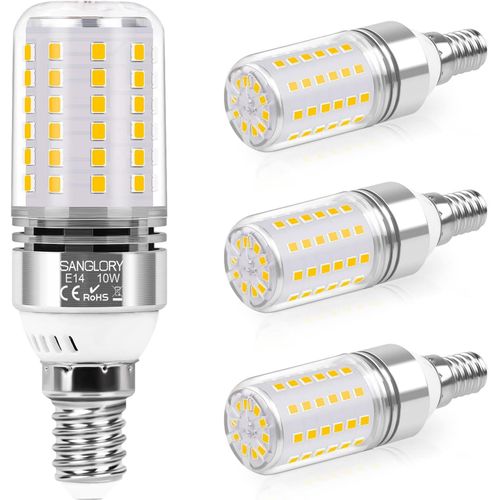 Huag-Ampoules Led E14, 10w Ampoule Led Mais E14, Équivalent Incandescente 90w, E14 Led Blanc Chaud 3000k, 1050lm, Ampoule E14 Petit Culot À Vis, Non Dimmable, Lot De 4