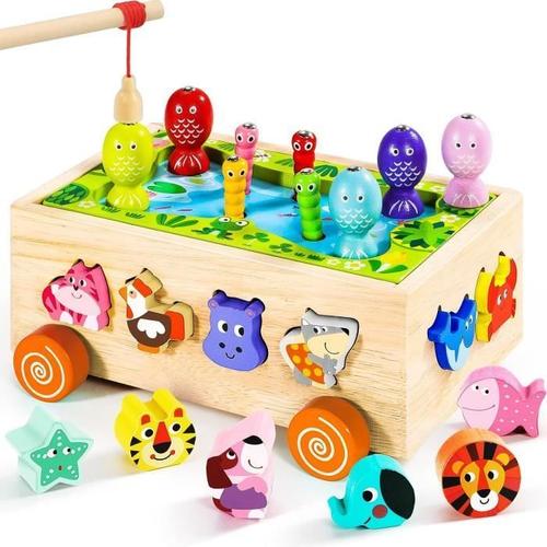 Jouets Montessori pour 1 à 2 ans 4 ensembles de jouets en bois