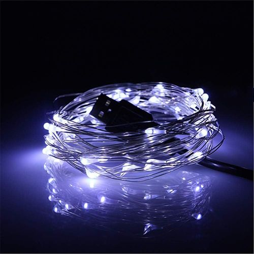 Huag-Guirlande Lumineuse De 5 M Avec 50 Led Alimentée Par Usb - Fil Argenté - Pour Décoration De Chambre À Coucher, Mariage, Fête De Noël - Blanc Froid