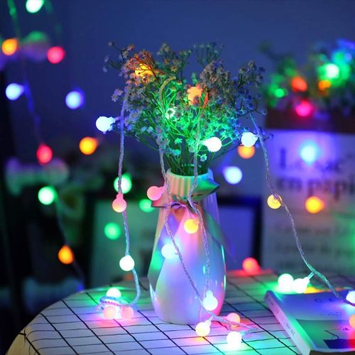 Huag-- Guirlande Lumineuse À 40 Led Boule - 5 M - 3300 K - Multicolore - Fonctionnement Par Piles - Étanchéité Ip65 - Pour Noël, Fête, Jardin, Mariage, Balcon, Décoration