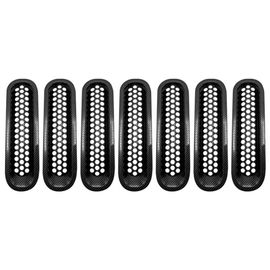 Autocollants De Garniture De Couverture De Calandre D'insertion De Gril Avant En Maille, Compatible Avec Les Accessoires De Voiture Jeep Wrangler Jk 2007-2017, 7 Pièces