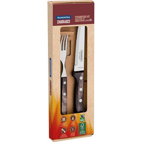 Shiba-Gaucho Couverts À Steak, Marron, Bois Véritable, Certifié Fsc, Inoxydable, Passe Au Lave-Vaisselle (2 Pièces)[547]