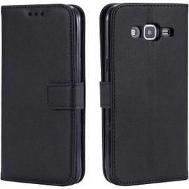 Coque Pour Galaxy J3 2016, Ultra Mince Coque De Protection En Cuir Pour Samsung Galaxy J3 2016, Portefeuille Housse Avec Stand Support Et Carte De Crédit Slot - Noir[H721]
