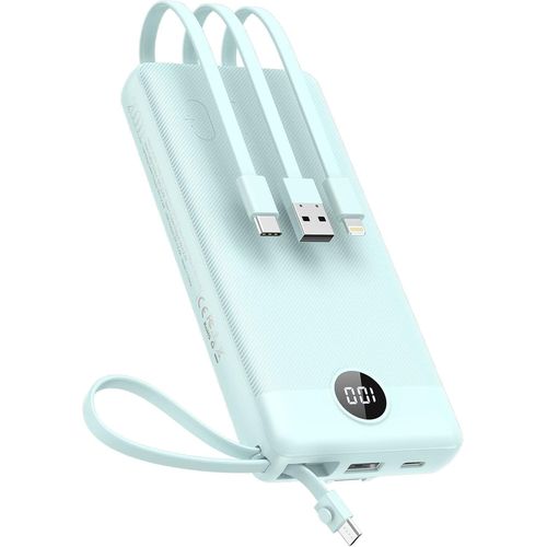 Batterie Externe Avec Câbles Intégrés, 20000mah Batterie Externe Chargeur Power Bank,5 Sorties Et Led Display Chargeur Externe Pour Iphone/Ipad/Samsung Et Autres Appareils Intelligents