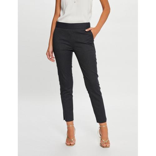 Pantalon Ajusté 7/8ème À Rayures Gris Anthracite Femme