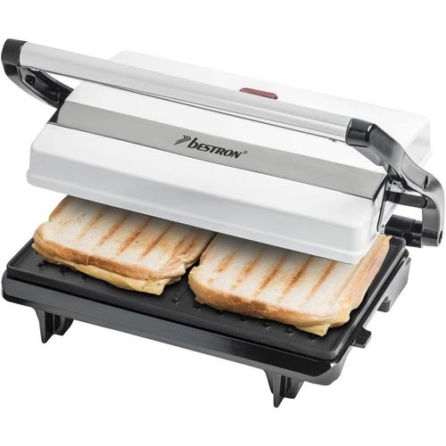 Machine A Panini Avec Bac De Récupération, Appareil Panini Avec Poignée Cool-Touch, Paninimaker Avec Revêtement Antiadhésif, 700 Watt, Apm123W, Couleur: Blanc[MIN5280185]