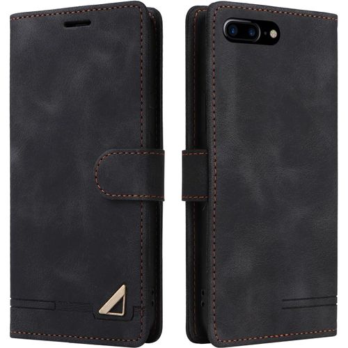 Coque Pour Iphone Se 2020 / Iphone 8 / Iphone 7(4,7 Pouces), Étui De Protection De Portefeuille Antichoc De Fente Pour Carte, Support De Carte À Rabat En Cuir En Pu Étui (Noir)[Pro52901633]