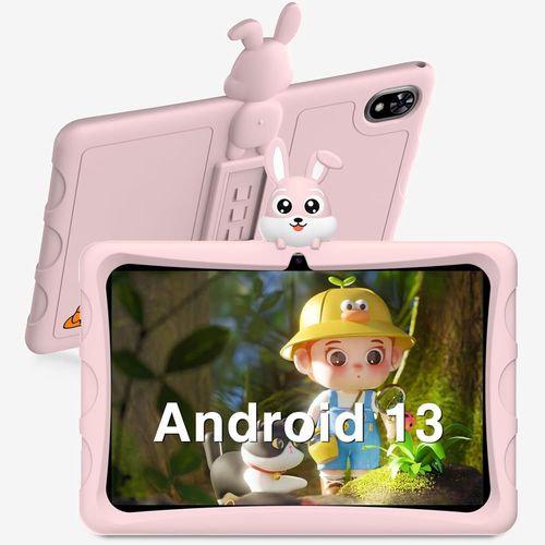 KGABERY-U9Kid Tablette Android 13 Enfants 10,1 Pouces 7Go Ram+64Go Rom(Tf 1 To),Tablette Enfants Contrôle Parental/ 5060 Mah/Quad Core/Wifi 6/Bt5.0,Rose