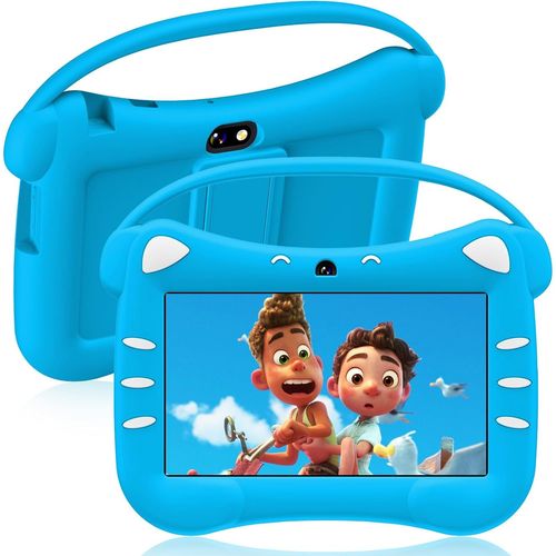 KGABERY-Tablette Educative Enfant 7 Pouces Android Tablette Enfants Avec Wifi Cntrôle Parental Double Caméra Étui De Sécurité 2 Go De Ram 32 Go Rom 128 Go Extensible De 3-12 Ans Filles Garçons(Bleu)