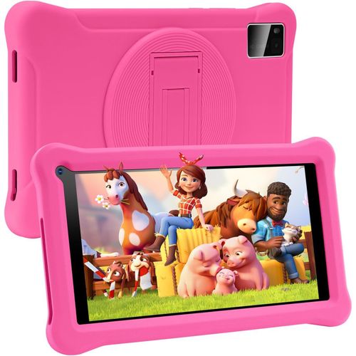 KGABERY-Tablette Enfants 7 Pouces Android,Support Réglable,Rose
