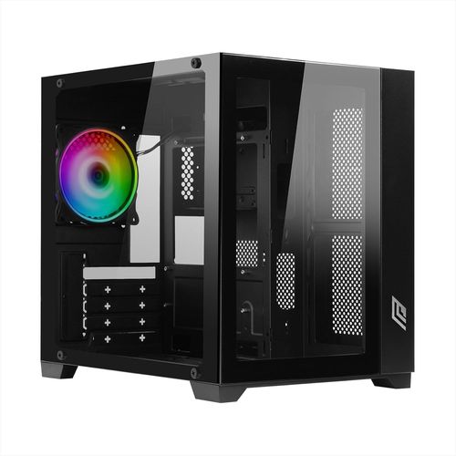 KGABERY-Vision Z2 Mini Noir,Boîtier Micro Atx Pc Gaming Mini Tour 0,60 Mm,Ventilateur Led Argb Adressable,Double Caméra,Usb 3.0,Verre Trempé Avant Et Latéral