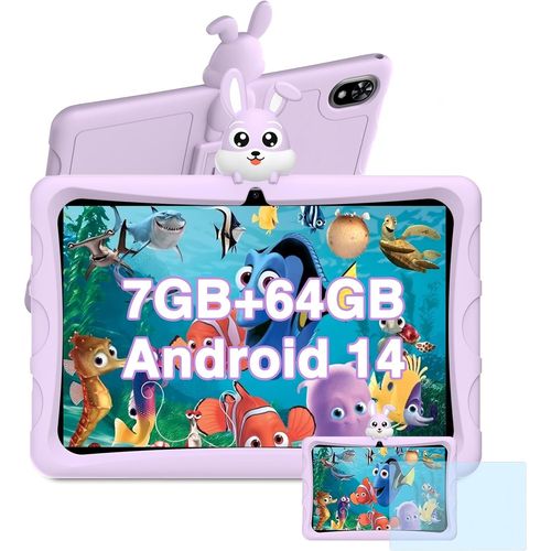 KGABERY-U9 Kid Tablette Enfants 10,1 Pouces Tablette Android 14,7 Go+64 Go (Tf 1 To),Tablette Éducative,Quad Core,5060 Mah,Wifi 6,Bt5.0,Tablette Avec Étui Eva