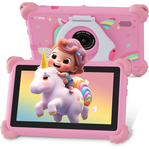 KGABERY-Tablette Pour Enfants,Tablette Pour Enfants De 7 Pouces,Tablette Pour Tout-Petits Android 13,Tablette D'Apprentissage Pour Filles Et Garçons,Application Iwawa Préinstallée,Rose