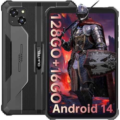 KGABERY-Rt3 Pro Tablette Incassable-Android 14 Tablette Tactile 8 Pouces,16Go(4+12) Ram+128Go Rom,5150Mah Tablette Durcie 4G,16Mp Caméra,Dual Sim 4G,Ip68/Gps/Otg/Nfc/2Ans Garantie,Noir