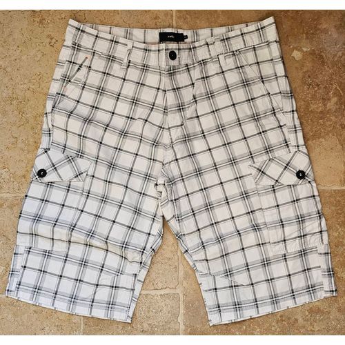 Short Celio Carreaux Gris Et Blanc 46
