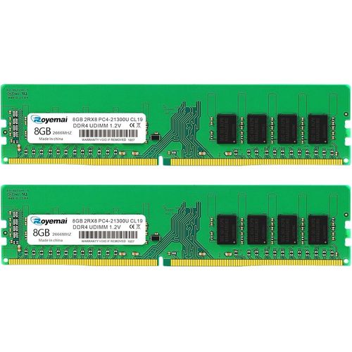 KGABERY-Ddr4 16Go (2X8Go) 21300 Pc4 2666 16Gb (2X8Go) Ram Pc4 21300U 2666Mhz 2Rx8 288 Broches 1.2V 16G Mise À Niveau De La Mémoire De Bureau