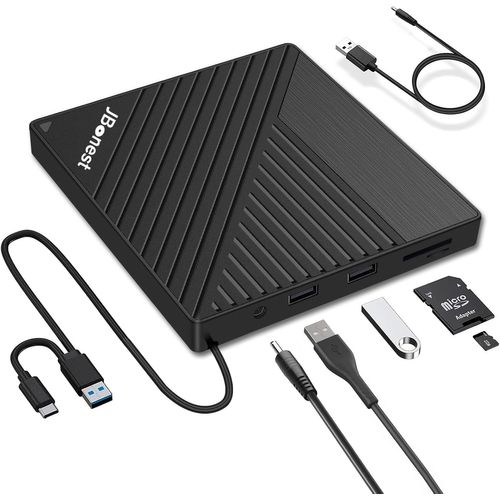 KGABERY-Lecteur Cd Dvd Externe Usb 3.0 Type-C Externe Avec Lecteur De Carte Sd/Tf Graveur Dvd Rw Portable,Transfert De Données Rapide Pour Ordinateur Portable,Bureau,Macbook,Win11/10/8/7/Xp,