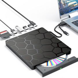 KGABERY-Lecteur Cd Externe Usb 3.0 : Lecteur Cd Dvd Externe Avec Usb Usb2.0 Ports Usb 3.0 Et Lecteur De Carte Lecteur Dvd Portable Externe Pour Ordinateur Portable Bureau Pc