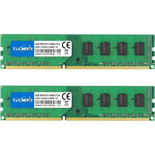 KGABERY-8Gp Kit (2X4Gp) Pc3-10600U Ddr3-1333Mhz Ram Ddr3 2Rx8 1.5V Cl9 240-Pin Dual Rank 240Pin Udimm Mémoire Ram Module Barrette De Ram Upgrade For Desktop