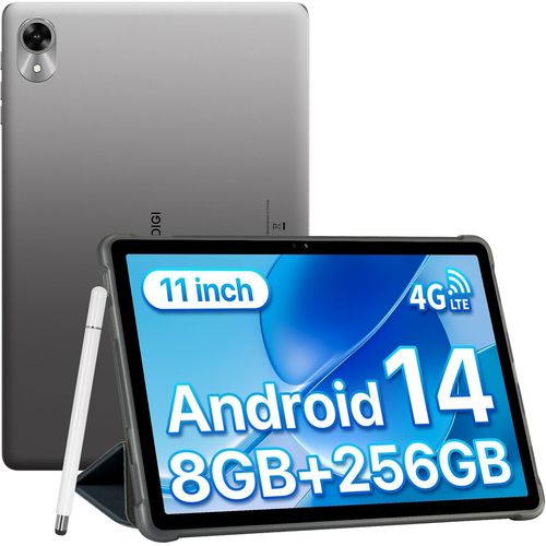 KGABERY-Tablette Android 14,Tablette 11 Pouces 8(4+4)Go Ram+256Go Rom/Tf 1To,4G Dual Sim Tablette Avec Stylet,7200Mah,13Mp Kamera,Octa-Core Tablette Tactile Gps/Bt5.0/Face Id,G9 Tab Tablet-Gris
