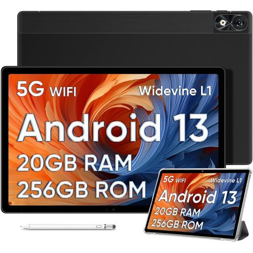KGABERY-Tablette Android 13 T10 Plus,Écran 2K De 10,51"",20Gb Ram+256Gb Rom(1Tb Tf),8250Mah,Caméra 13Mp Tablette,Tüv Certificat,Dual 4G Lte+5G Wifi Tablette Tactile,Widevine L1/Face Id