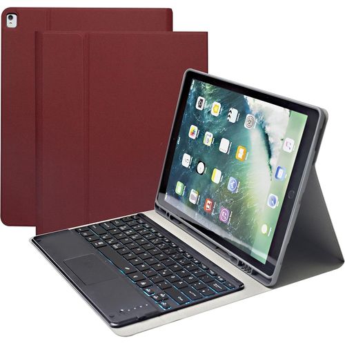Kgabery-Haohz Étui De Protection Pour Ipad Pro 12.9 2015/2017 (1ère Et 2ème Génération) Avec Clavier Anglais Qwerty Rétroéclairé Et Pavé Tactile 7 Couleurs En Cuir Pu Avec Porte-Stylo Rouge