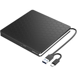 KGABERY-Lecteur Dvd Externe Usb 3.0 Dvd/Cd Portable Type-C Et Lecteur De Disque,Plug&Play,Faible Bruit,Slim Superdrive Pour Ordinateur Portable,Bureau,Mac,Macbook,Ios,Windows 10/8/7/Xp Et Linux
