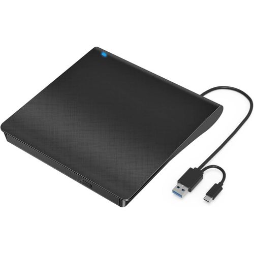KGABERY-Lecteur Cd Externe,Graveur Dvd Cd Externe Usb 3.0 Et Type-C Enregistreur Portable Rom/Rw,Lecteur De Dvd-Rom Dvd-R Cd-Rom Vcd Cd-Rw Pour Windows 7/8/10/ Vista/Xp/Mac Os 8.6,Laptop,Desktops
