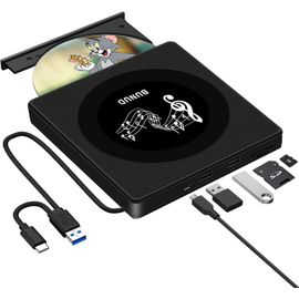 KGABERY-Lecteur Cd Dvd Externe,Usb 3.0 Et Type-C Cd/Dvd +/-Rw Lecteur De Disque Portable Avec Sd/Tf Et 2 Ports Usb,Lecteur Dvd Optique Fin Pour Ordinateur Portable Mac Macbook Pro Air Pc Apple Imac W