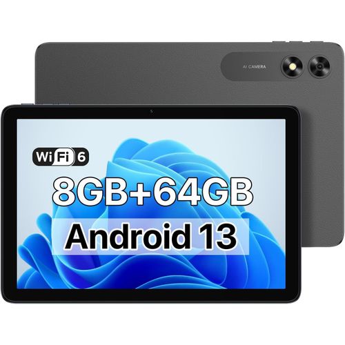 KGABERY-Tablette Android 13,Tablette 10.1 Pouces 2024 Newest,G2 Tab Tablette Tactile,Wifi 6/Bt5.0,8Go(4+4)+64Go/Tf 1Tb,Tablette Android,Rk3562 Quad-Core,6000Mah,1280 * 800Ips,8Mp Caméra,Gris