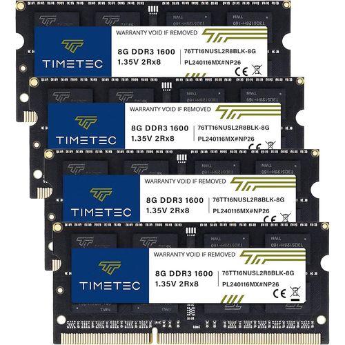 KGABERY-32 Go Kit(4X8Go) Ddr3 1600Mhz Pc3-12800 Non-Ecc Sans Tampon 1,35V/1,5V Cl11 2Rx8 Double Rang 204 Broches Sodimm Ordinateur Portable Pc Ordinateur Mémoire Ram Module Mise À Niveau Pcb Noir