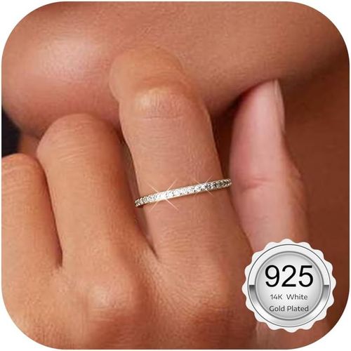Kgabery-Bagues Éternité En Argent Sterling 925,Bagues Empilables Plaquées Or 14k Pour Femme,Bague Femme Avec Zircon,Bague Simple,Bagues Empilables En Argent/Or-Bijoux
