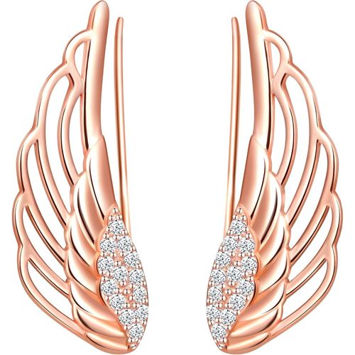 Kgabery-Boucles D'oreilles Ailes D'ange Pour Femme Fille,En 925 Argent Plaqué Platine,Clip D'oreille Zircon,Boucles D'oreilles Grimpantes,Cadeau De Noël Anniversaire