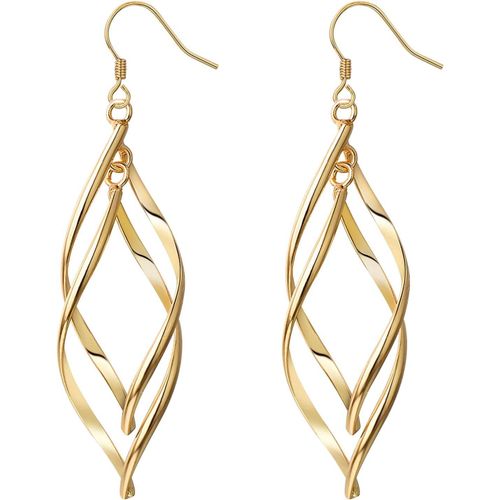 Kgabery-Boucles D'oreilles Pendantes À Double Torsion Pour Femme-Hypoallergéniques-Cadeau Tendance