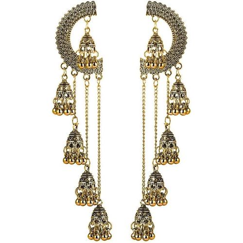 Kgabery-Jhumki Bell Boucles D'oreilles Longues À Pampilles En Perles Pour Femmes Et Filles Mode Bohème Vintage Indien Grandes Boucles D'oreilles Pendantes Exagérées Bijoux Traditionnels Cadeaux