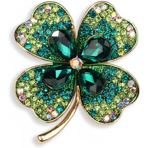 Kgabery-Broche En Forme De Trèfle À Quatre Feuilles Broche Femme Vetement,Broche En Cristal Pour Femmes,Broche Femme,Pour Cadeau D'anniversaire De Filles Fournitures De Fête De Mariage Noël