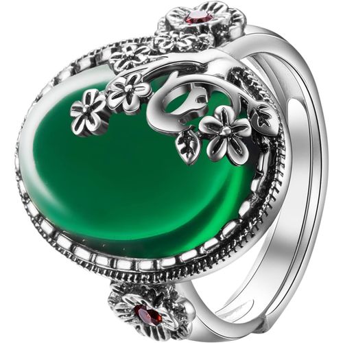 Kgabery-Bague En Argent Sterling 925 Bague En Zircone Cubique Bague Vintage Créative Bague Incrustée De Calcédoine Pour Femme-Avec Des Fleurs