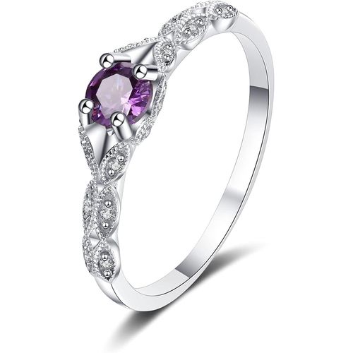 Kgabery-Bague Argent Femme 925 Avec Améthyste Violette,Cadeau Pour Fiançailles,Anniversaire,Fête Des Mères,Saint-Valentin,Petite Amie,Anneaux Avec Pierre De Naissance