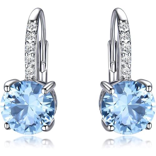 Kgabery-Boucles D'oreilles Dormeuses Argent Femme Pendantes Topaze Bleu Ciel/Saphir Fantaisie