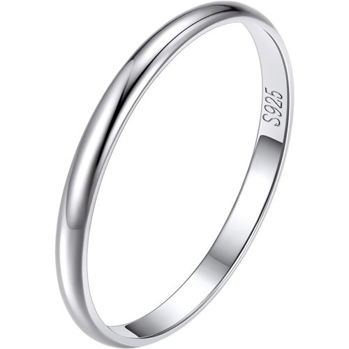 Kgabery-2mm Bague Pour Femme Argent 925,Anneau Alliance Pour Mariage Taille 47-67,Bijoux Bague Personnalisé Prénom Pour Couple Maman