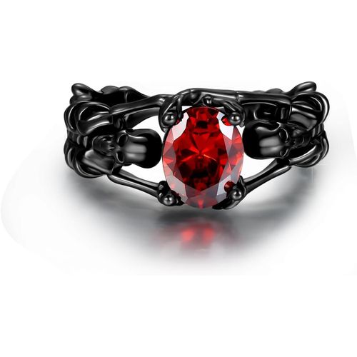Kgabery-Bague Tête De Mort Ouverte Pour Femme En Argent Sterling Gothique Tête De Mort Noir Bague Halloween Cosplay Bague Rock Punk Cadeau Pour Femmes Et Filles