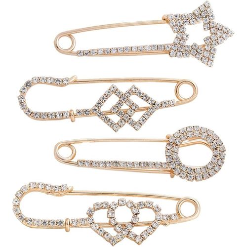 Kgabery-Broche Femme,Lot De 4 Épingles En Cristal,Perle Artificielle Epingle,Épingle À Nourrice,Strass Artificiels Broche Vetement,Broche Fixe Anti Exposition,Pour Femmes Filles Vêtements Décoration