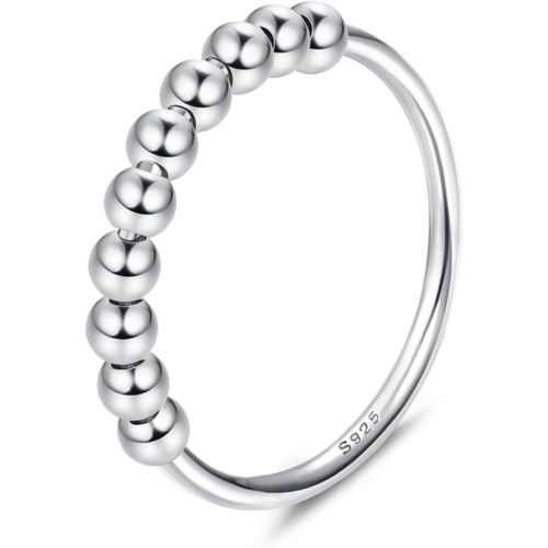 Kgabery-925 Bagues Spinner En Argent Sterling Avec Perles Bagues Spinner Bagues Fidget Bagues Fines Empilables Pour Femme