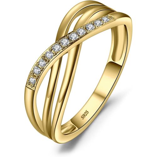 Kgabery-Taille Rond Zircone Cubique Infini Bague Pour Femme,Bague De Fiançailles Femme,Argent 925 Plaqué Or Jaune Or Rose,Torsade Bagues Anniversaire Mariage Promise Alliance,Bijoux Cadeau
