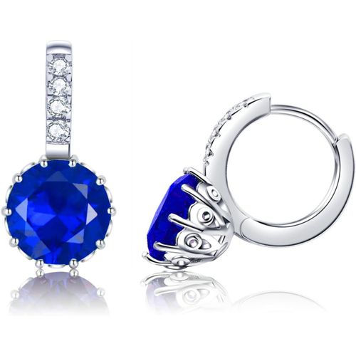 Kgabery-Boucles D'oreilles Pendantes Avec Pierres Précieuses Pour Femmes|Boucles D'oreilles Créoles En Or Blanc Avec Zircons|Cadeau De Bijoux En Platine Argenté Pour Femme Petite Amie