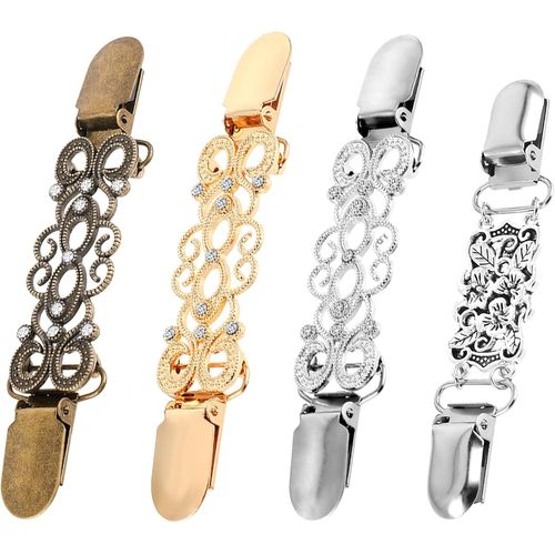 Kgabery-Lot De 4 Pinces Vintage Pour Robe-4 Styles-Pinces Pour Pull-Pinces Pour Chemise-Pinces Pour Vêtements Pour Femmes,Pinces À Dos Pour Robe,Châle,Cardigan
